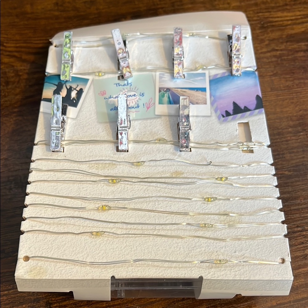 Silver Mini Clothespin Photo Clips with String Lights
